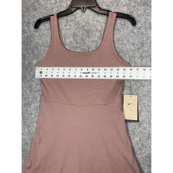 Nike One Dri-FIT Dress Womens Medium Mauve Pink Slim Fit Ribbed Built-In Shorts - Picture 2 of 16